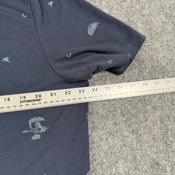 Travis Mathew Polo Shirt XXL Golf Blue Hula‎ Girl Feather Print Men's - Picture 6 of 7